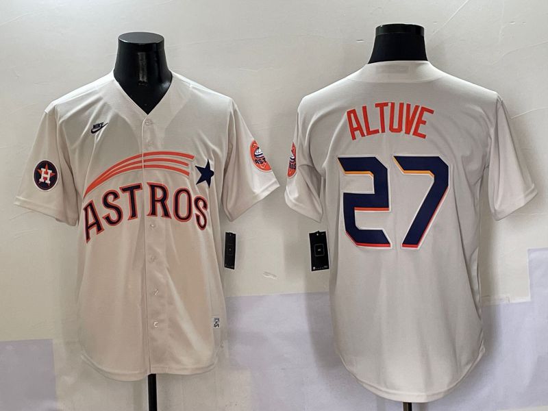Men Houston Astros #27 Altuve Cream Five generations Joint Name 2025 Nike MLB Jersey style 9